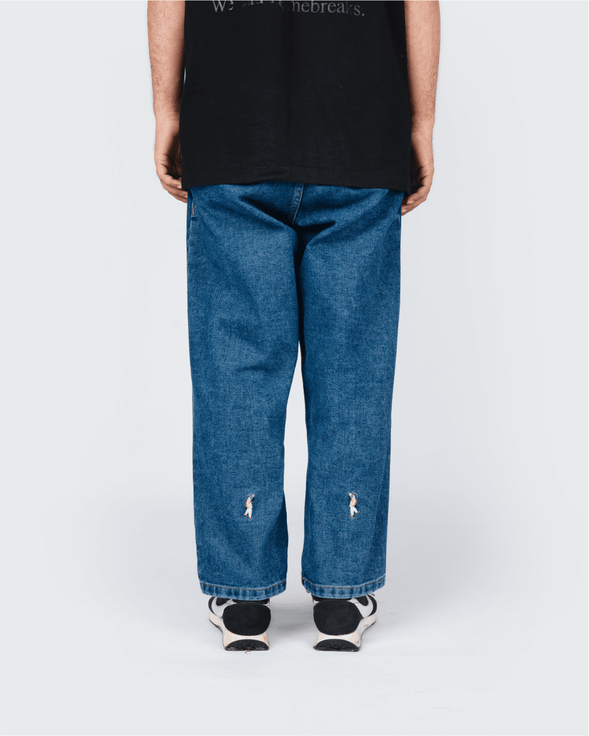 PLEATED DENIM WASH BLUE view 3
